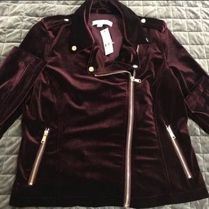 Burgundy velvet Moto jacket